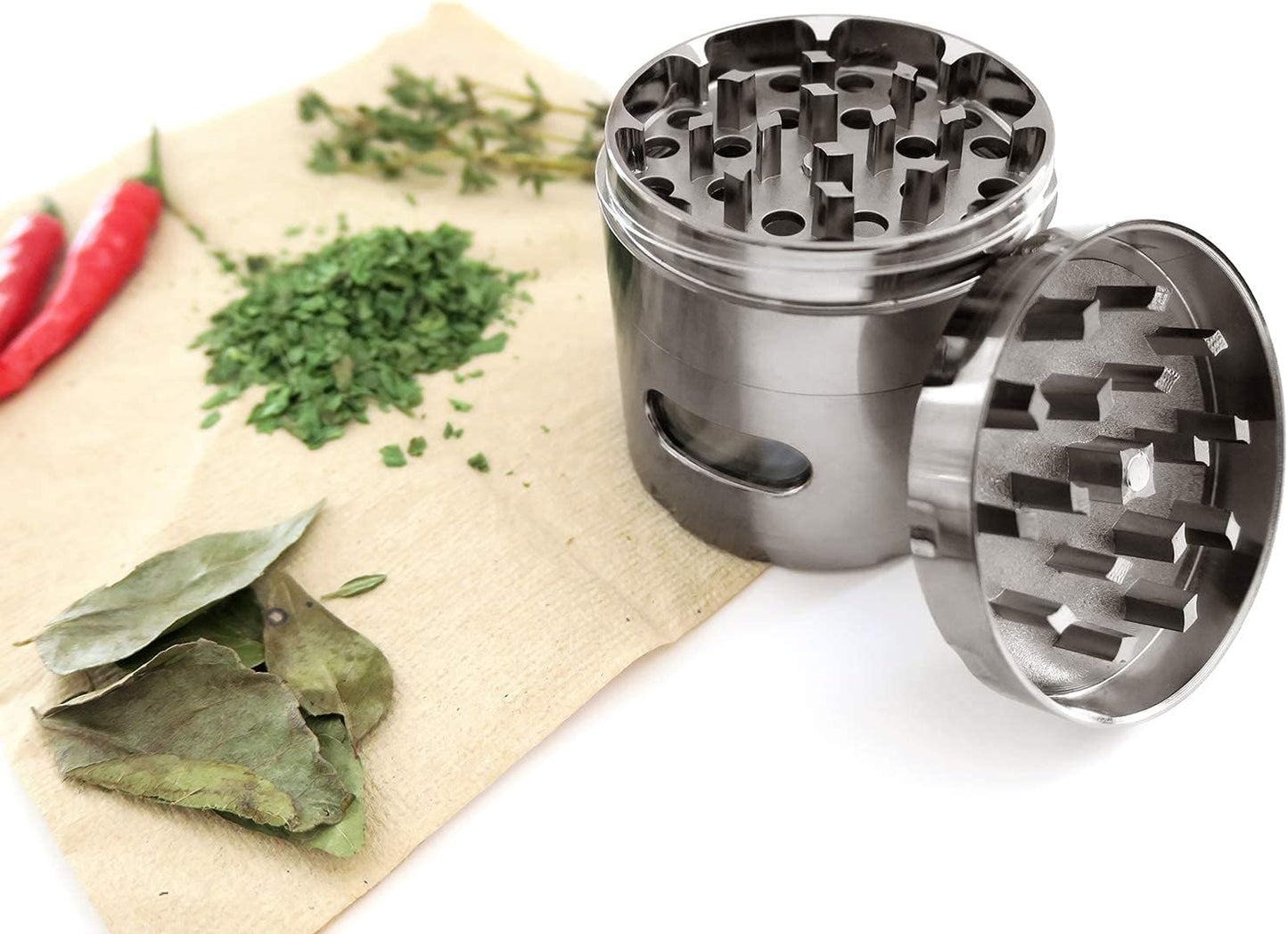 KOOLPUG Moulin à épices manuel, Moulin à herbes, Moulin à épices de cuisine, Moulin fines herbes, Moulin à herbes séchées pour cuisine maison, 2,2 pouces