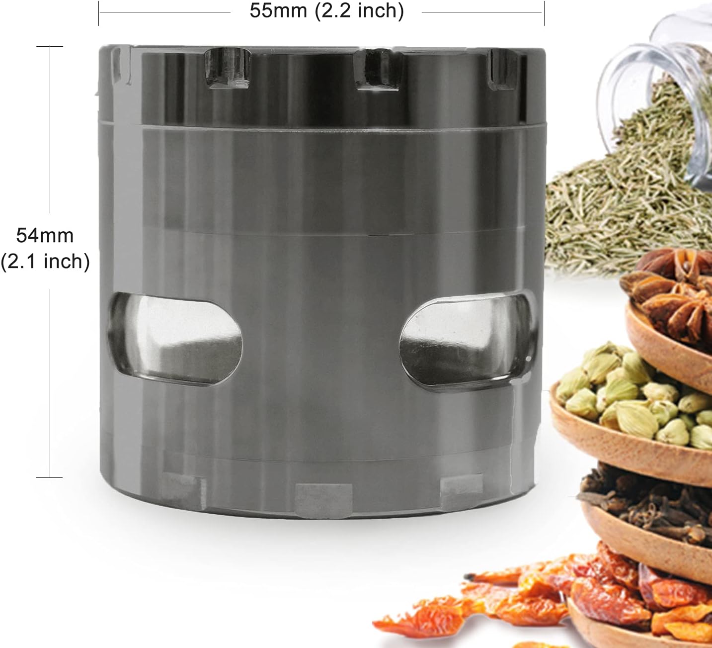 KOOLPUG Moulin à épices manuel, Moulin à herbes, Moulin à épices de cuisine, Moulin fines herbes, Moulin à herbes séchées pour cuisine maison, 2,2 pouces