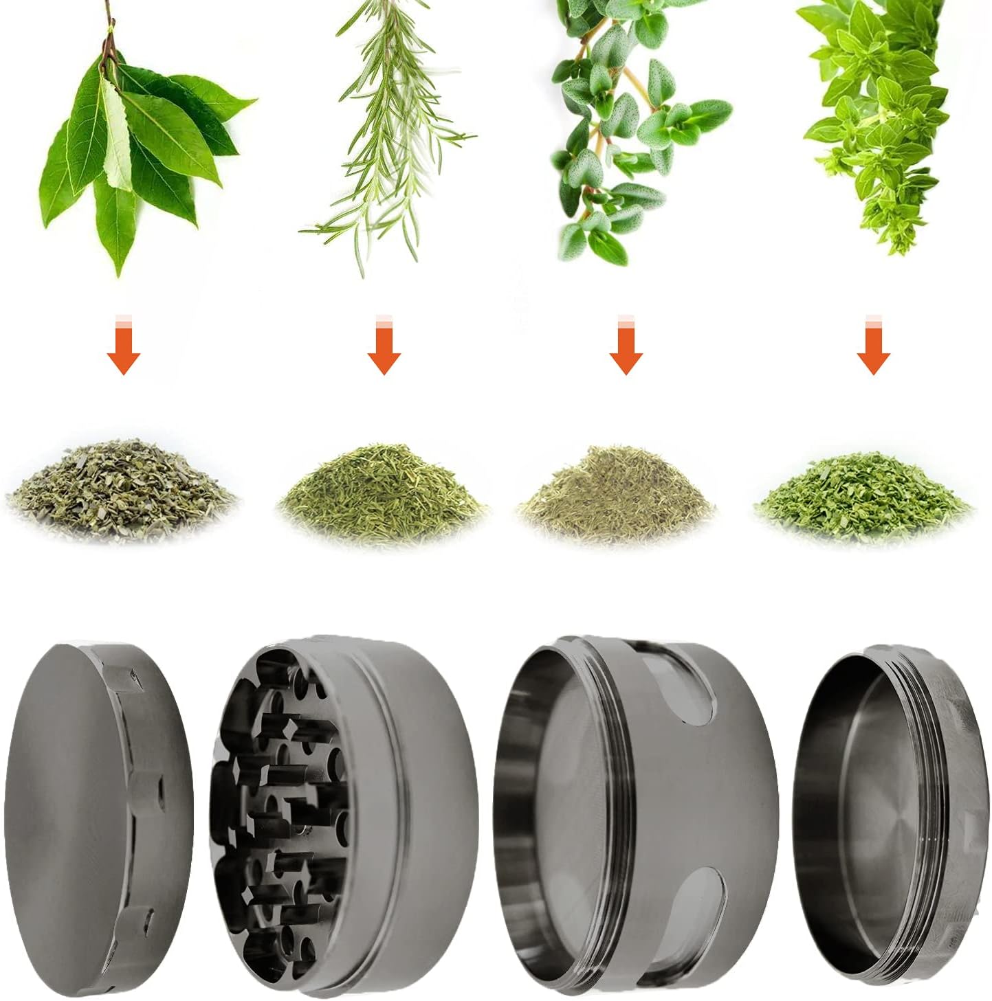 KOOLPUG Moulin à épices manuel, Moulin à herbes, Moulin à épices de cuisine, Moulin fines herbes, Moulin à herbes séchées pour cuisine maison, 2,2 pouces