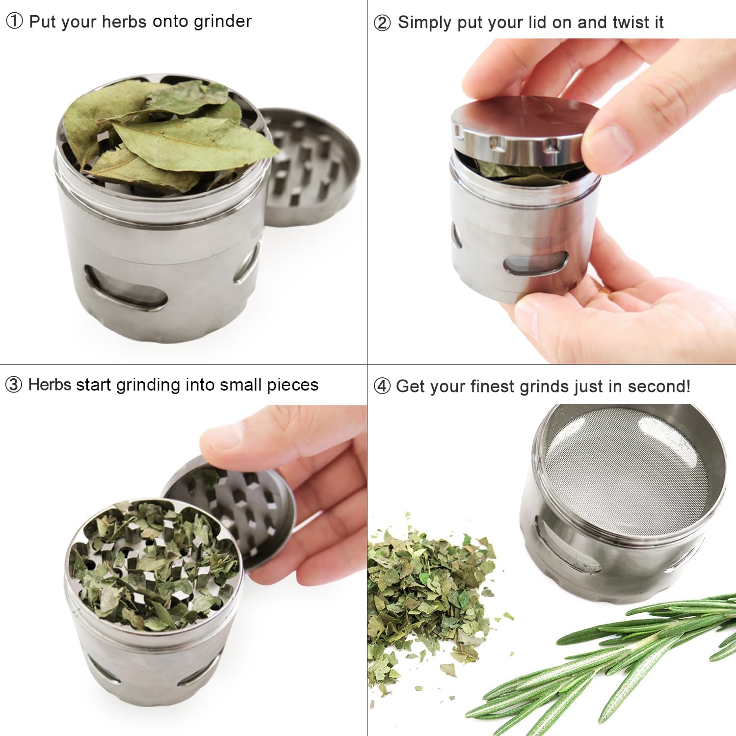 KOOLPUG Moulin à épices manuel, Moulin à herbes, Moulin à épices de cuisine, Moulin fines herbes, Moulin à herbes séchées pour cuisine maison, 2,2 pouces