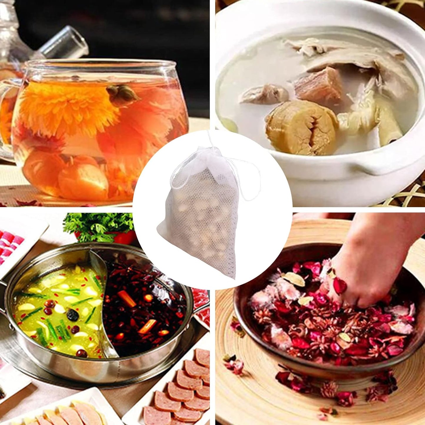 Newaner 200 Filtre à Thé Papier Jetable, 7cm X 9 cm Filtre a The Jetables avec Cordon, Sachet de Thé Jetable, Filtre Thé pour Thé Parfumé, Épices, Vanille, Lavande, Café