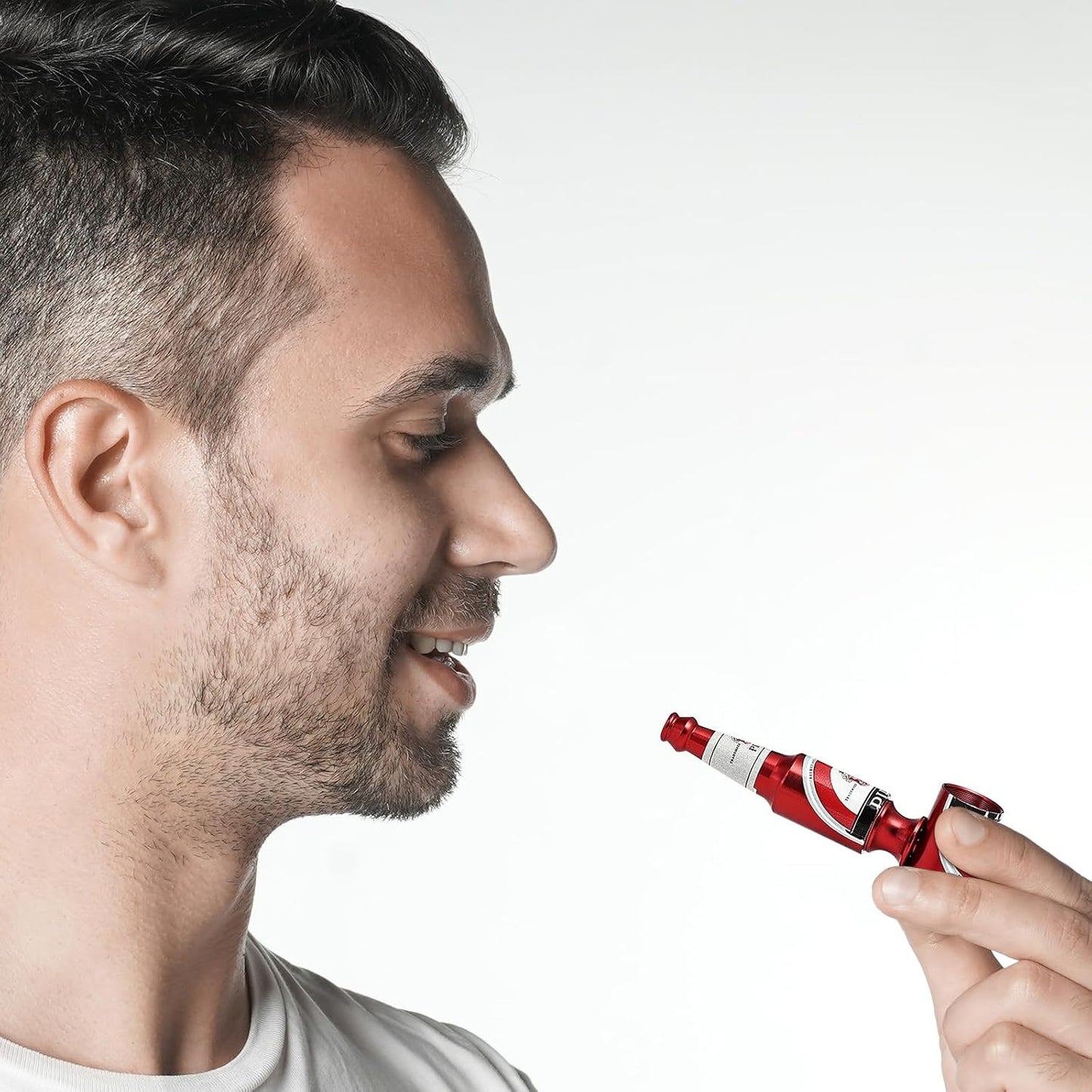 Joyoldelf Lot de 3 pipes à tabac en métal – Mini bouteille de bière design (rouge/doré/vert) – Léger et portable pour les débutants – Idée cadeau pour les collectionneurs