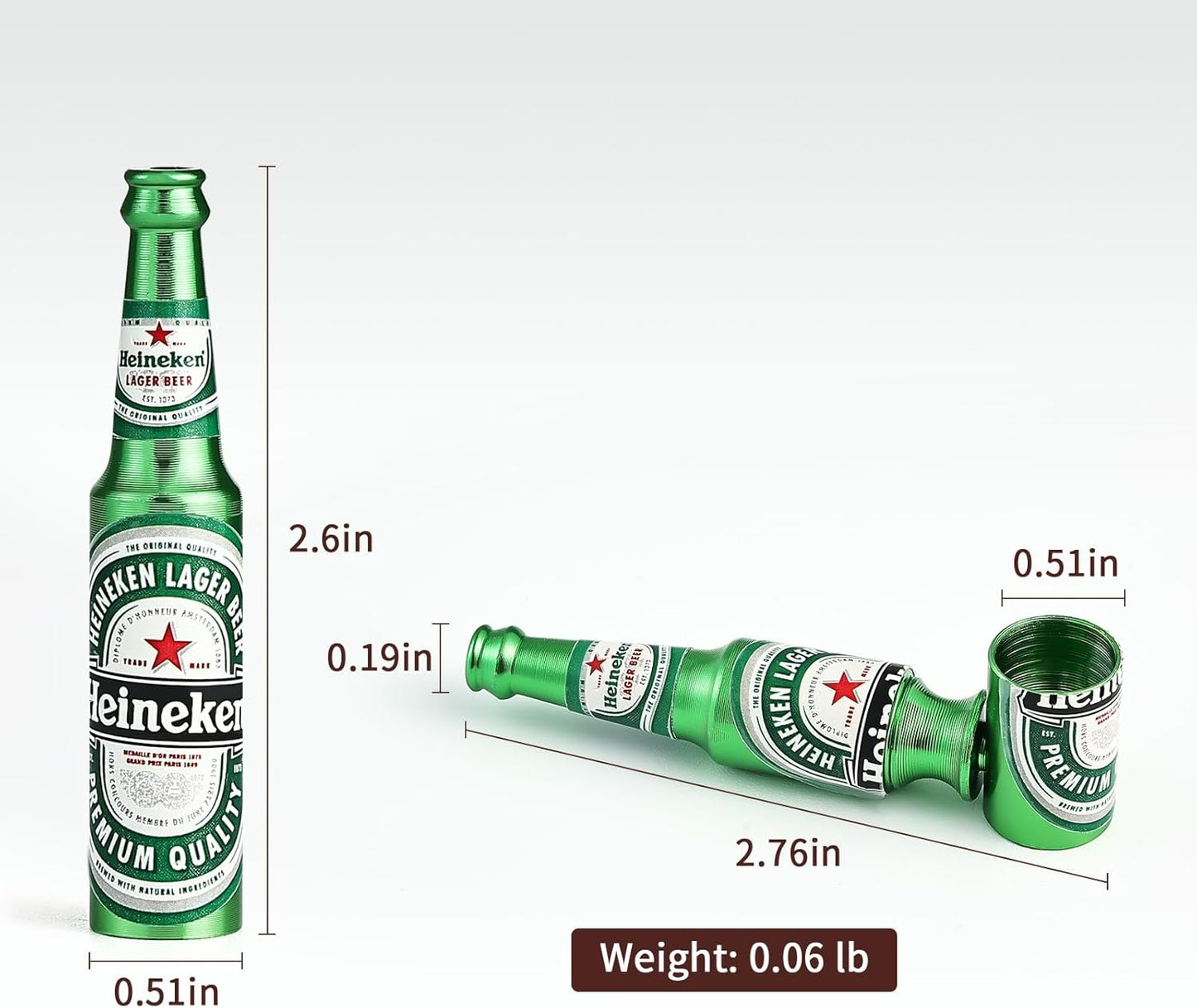 Joyoldelf Lot de 3 pipes à tabac en métal – Mini bouteille de bière design (rouge/doré/vert) – Léger et portable pour les débutants – Idée cadeau pour les collectionneurs