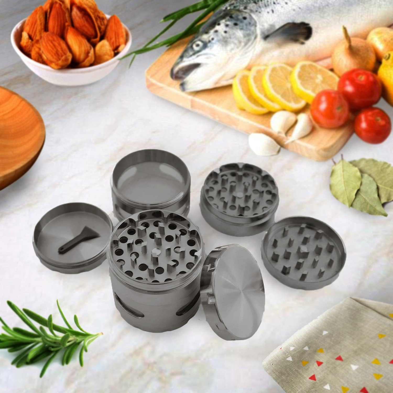 KOOLPUG Moulin à épices manuel, Moulin à herbes, Moulin à épices de cuisine, Moulin fines herbes, Moulin à herbes séchées pour cuisine maison, 2,2 pouces