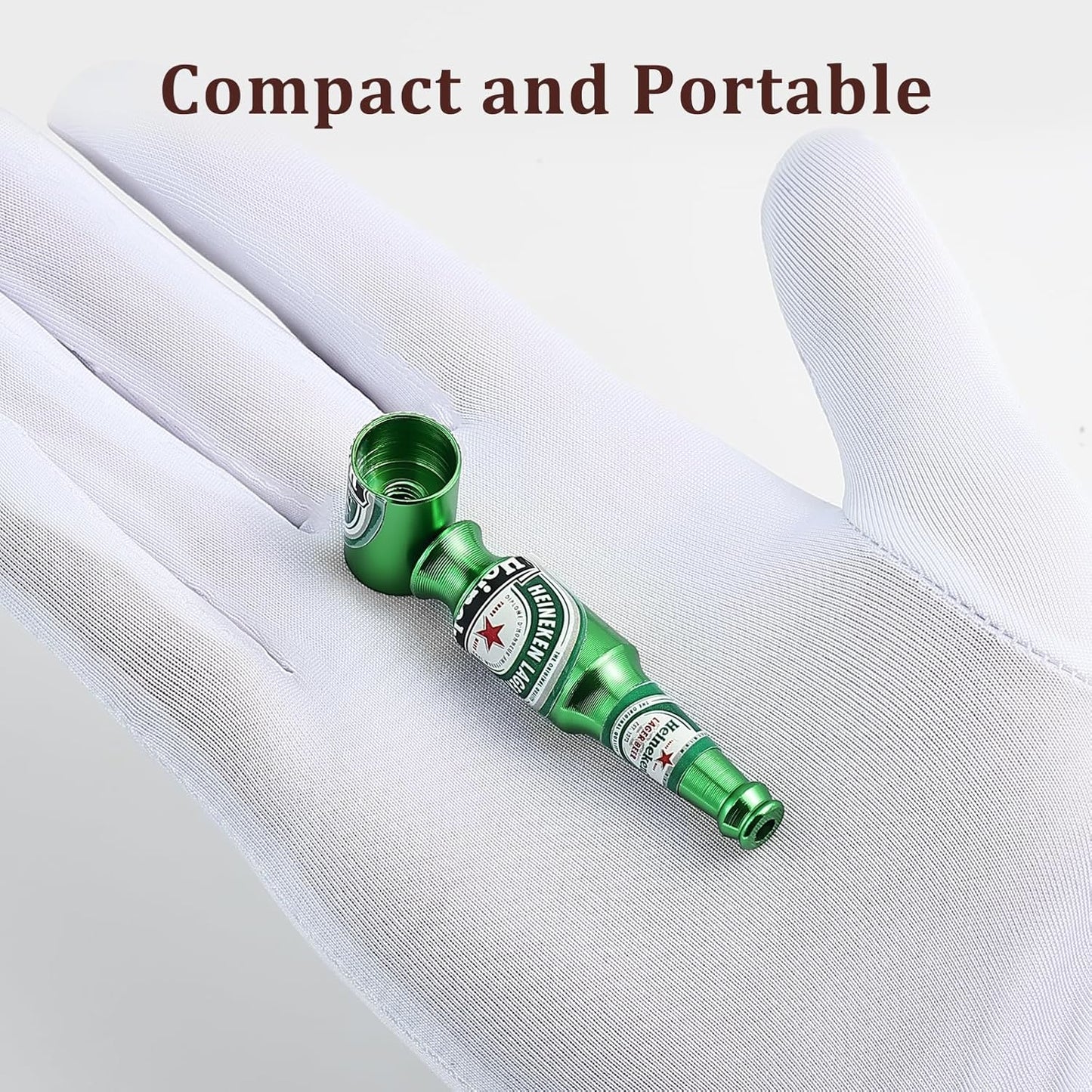 Joyoldelf Lot de 3 pipes à tabac en métal – Mini bouteille de bière design (rouge/doré/vert) – Léger et portable pour les débutants – Idée cadeau pour les collectionneurs