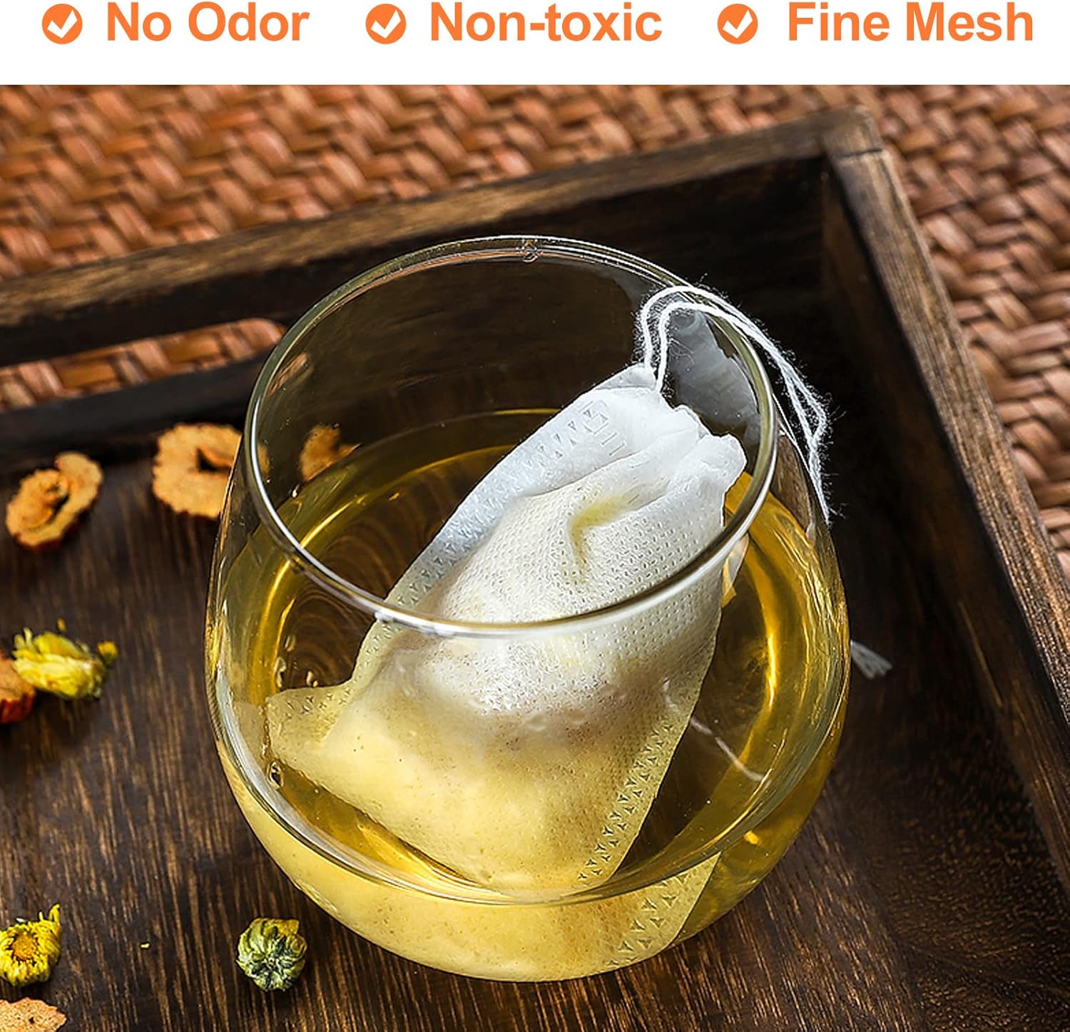 Newaner 200 Filtre à Thé Papier Jetable, 7cm X 9 cm Filtre a The Jetables avec Cordon, Sachet de Thé Jetable, Filtre Thé pour Thé Parfumé, Épices, Vanille, Lavande, Café